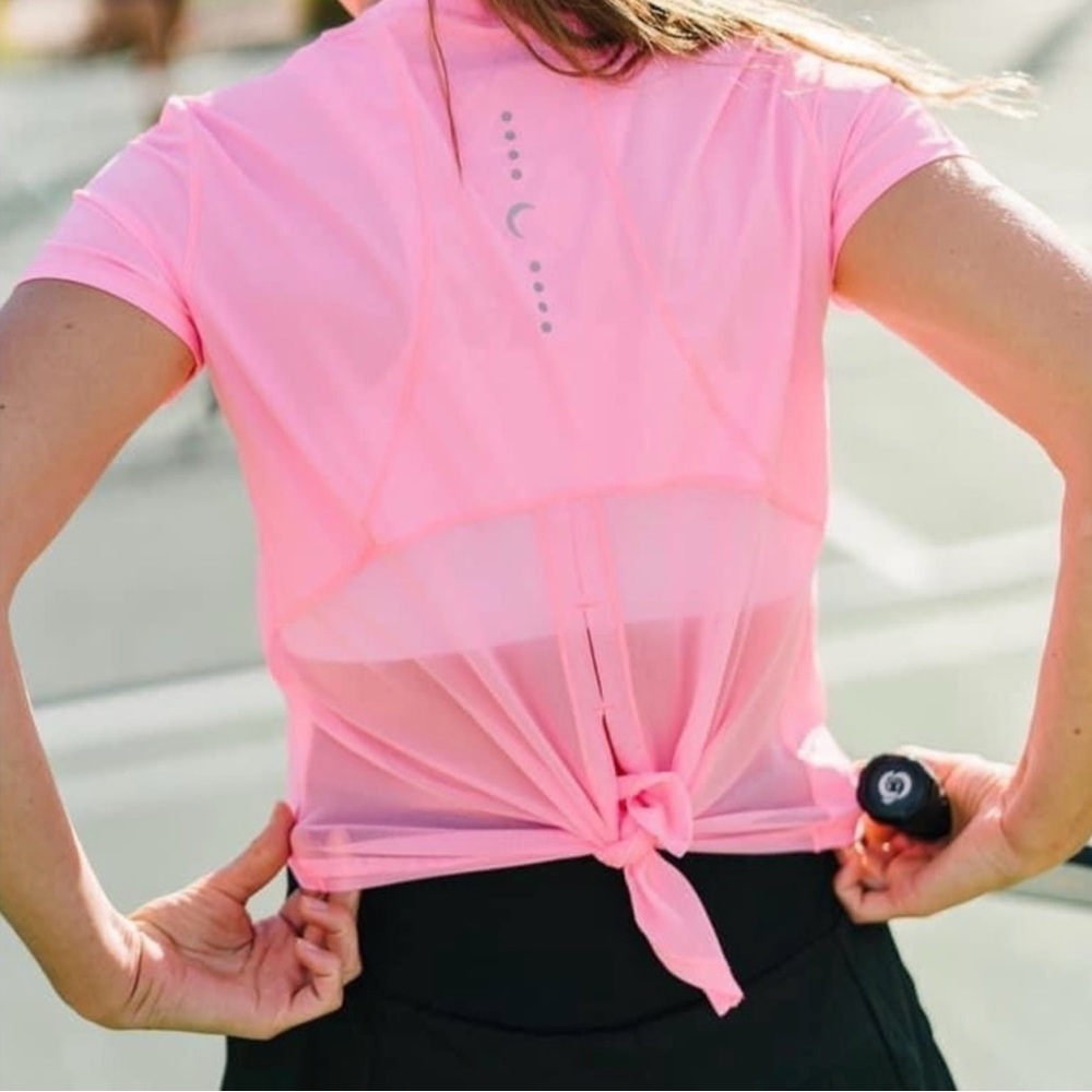 Zyia Pink Panel Split Back Mesh Tshirt XXL